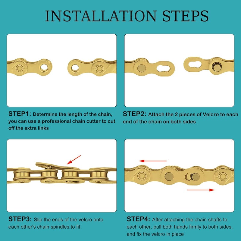 Tailcle Gold 10 Speed Bike Chain, Bicycle Chain Bike Parts Chain Replacement for Road E-Bike Mountain Racing Cycling E-Bike MTB BMX (Gold 10 Speed) - Image 3